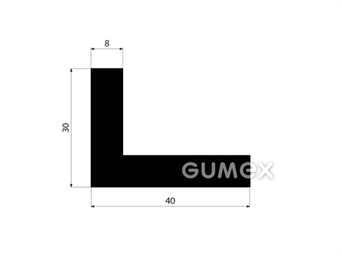 "L" Gummiprofil, 30x40/8mm, 80°ShA, EPDM, -40°C/+100°C, schwarz, 